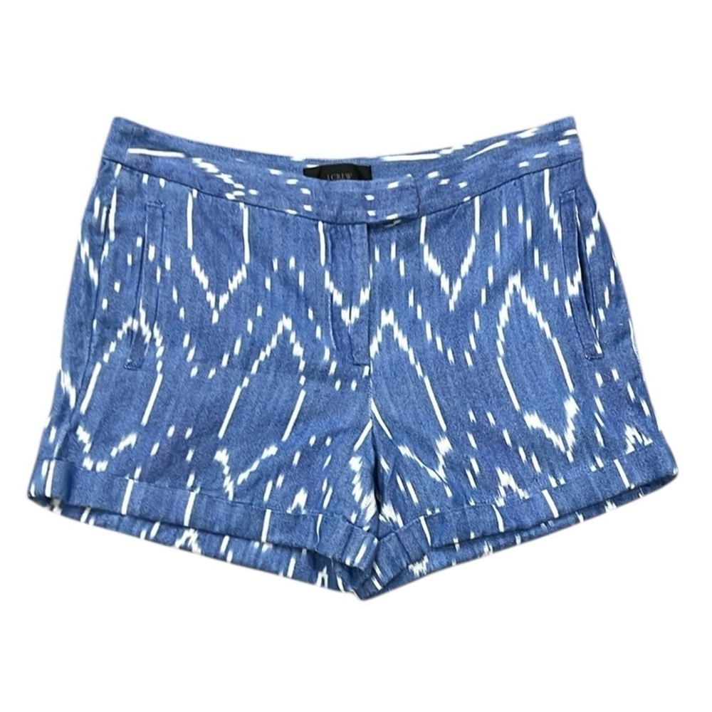 J.Crew blue & white southwest 4” cuff shorts size 6